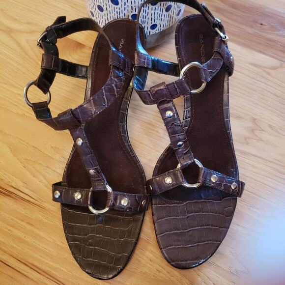 Leather Crocodile Embossed Dress Shoes Size 10 Gladiator Harness Strappy Heels - Picture 3 of 14